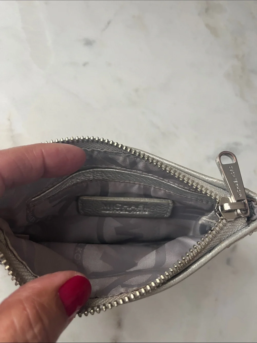 Michael Kors Silver Sequin Zip Pouch